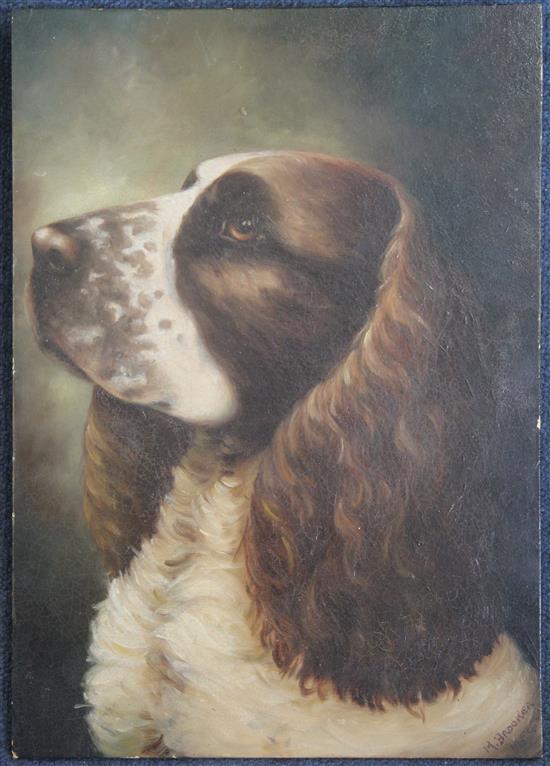 M. Brooker Portrait of a spaniel, 14.5 x 10.25in., unframed